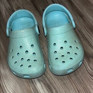 Kids Aqua glitter Crocs